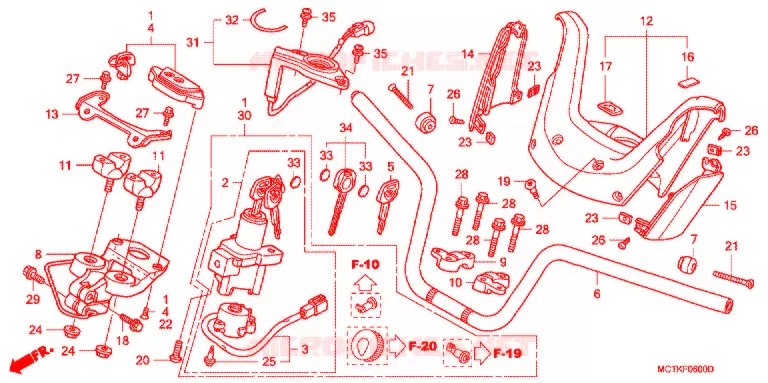 GUIDON - CARENAGE (FJS400A/D/FJS600A/D5-8) Honda SCOOTER 400 SILVERWING 2007  FJS400A7