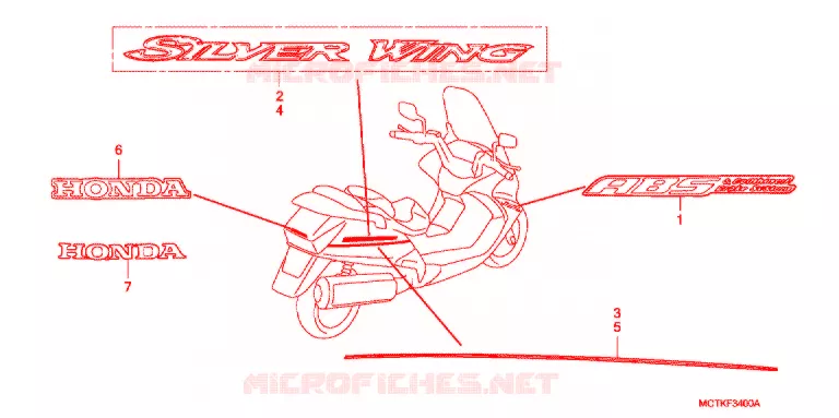 AUTOCOLLANTS (FJS400A/D/FJS600A/D5-8) Honda SCOOTER 400 SILVERWING 2008  FJS400A8