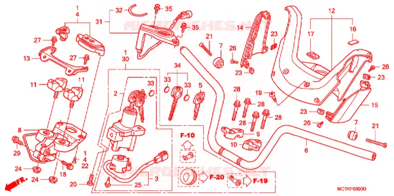 GUIDON - CARENAGE (FJS400A/D/FJS600A/D5-8) Honda SCOOTER 400 SILVERWING 2008  FJS400A8