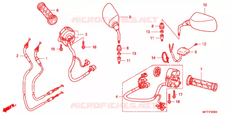 COMMODO - CABLE - RETROVISEUR Honda SCOOTER 400 SILVERWING 2011  FJS400A9_J