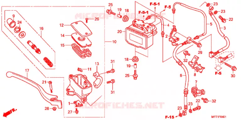 MAITRE CYLINDRE DE FREIN AVANT (ABS) Honda SCOOTER 400 SILVERWING 2012  FJS400A9_J