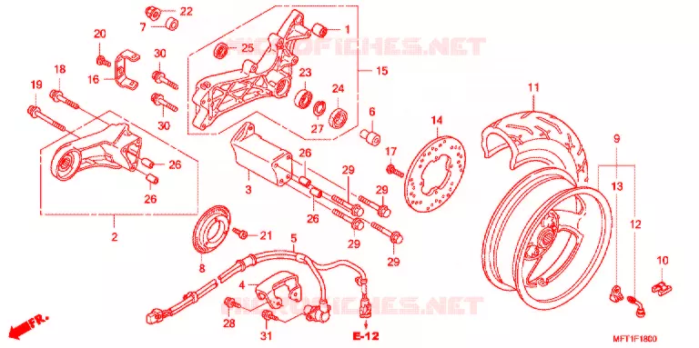 ROUE ARRIERE Honda SCOOTER 400 SILVERWING 2012  FJS400A9_J