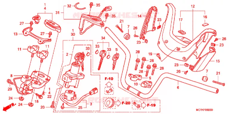 GUIDON - CARENAGE (FJS400A/D/FJS600A/D5-8) Honda SCOOTER 400 SILVERWING 2007  FJS400D7