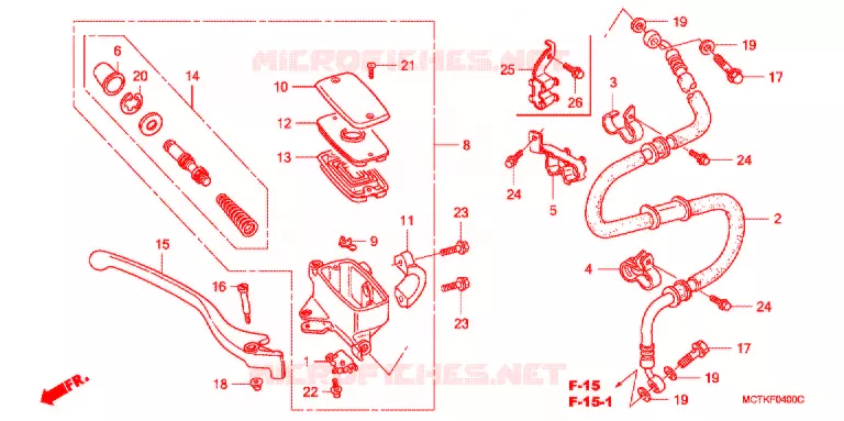 MAITRE CYLINDRE DE FREIN AVANT (FJS400D/FJS600D) Honda SCOOTER 400 SILVERWING 2007  FJS400D7