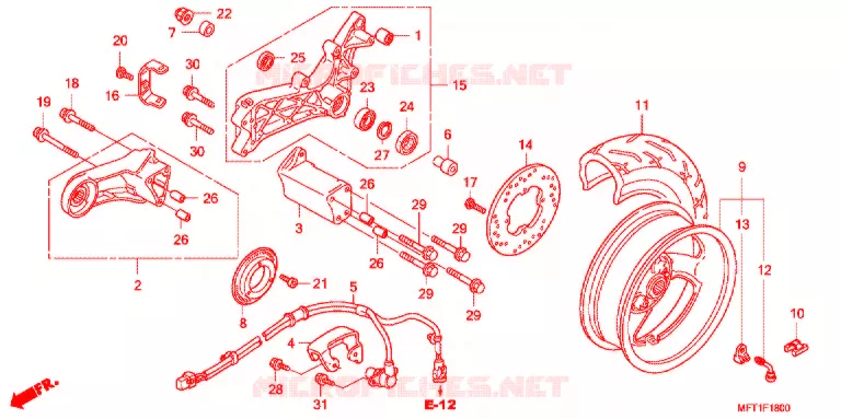 ROUE ARRIERE Honda SCOOTER 400 SILVERWING 2011  FJS400D9_J