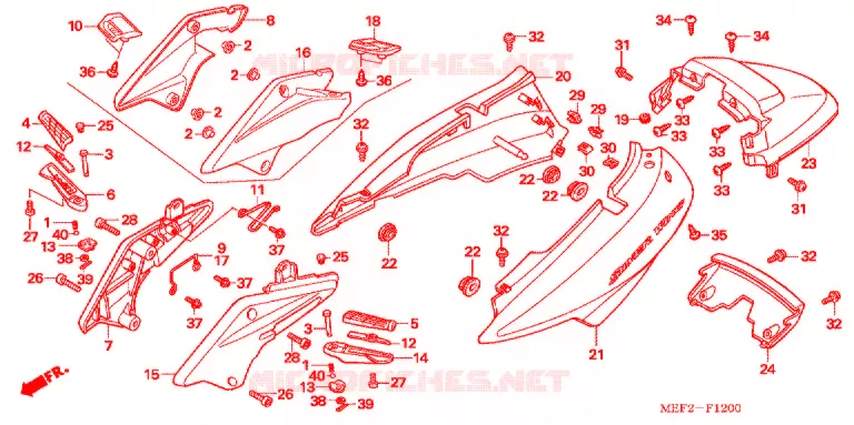CARENAGE ARRIERE (FJS400L5/7) Honda SCOOTER 400 SILVERWING 2006  FJS400L5