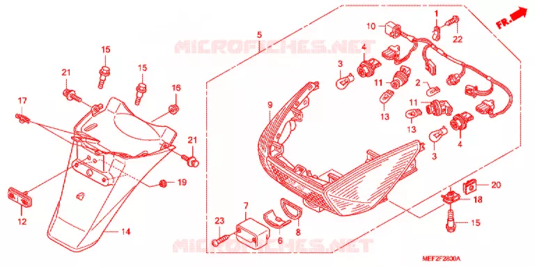 FEU ARRIERE - GARDE-BOUE ARRIERE (FJS400L5/7) Honda SCOOTER 400 SILVERWING 2005  FJS400L5