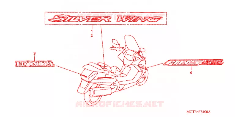 AUTOCOLLANTS Honda SCOOTER 600 SILVERWING 2004  FSC600A4