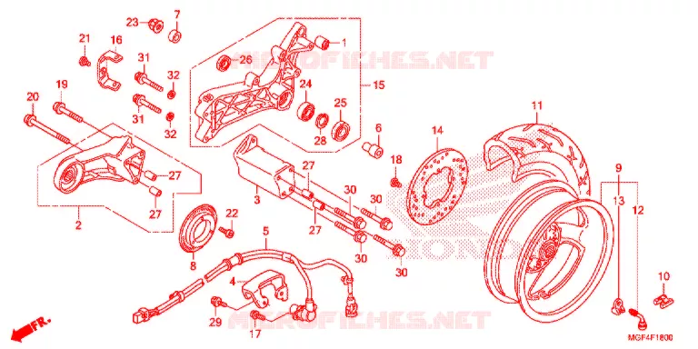 ROUE ARRIERE Honda SCOOTER 600 SILVERWING 2013  FSC600AD