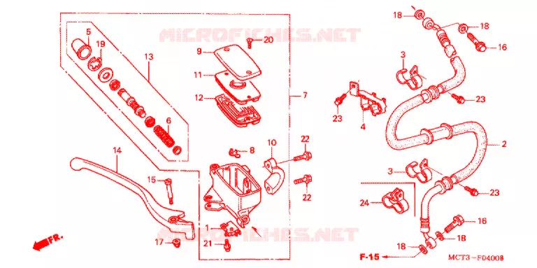 MAITRE CYLINDRE DE FREIN AVANT (FSC6002/D3/D4/D5) Honda SCOOTER 600 SILVERWING 2005  FSC600D5