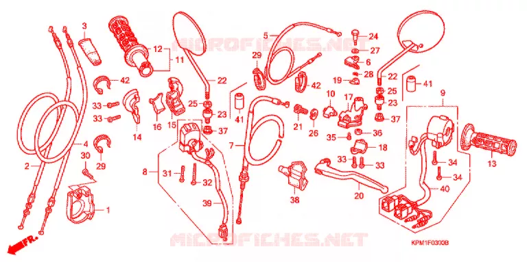 LEVIER DE GUIDON - CABLE - COMMODO (FTR223Y/2/A2/5-J/7/8) Honda MOTO 223 FTR 2010  FTR2238