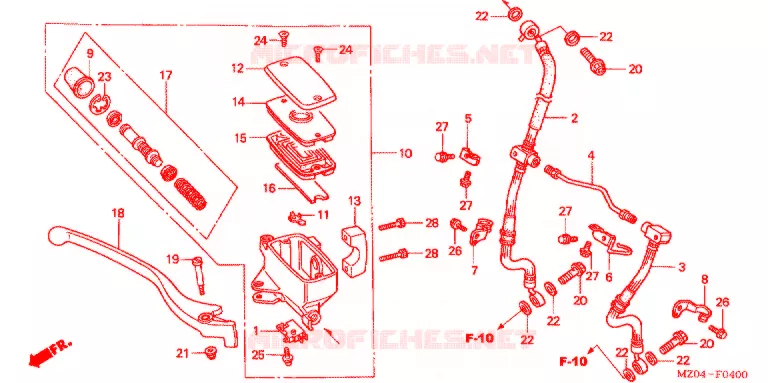 MAITRE CYLINDRE DE FREIN AVANT Honda MOTO 1500 GOLD-WING 2001  GL1500CD1