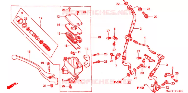 MAITRE CYLINDRE DE FREIN AVANT Honda MOTO 1500 GOLD-WING 2002  GL1500CD2