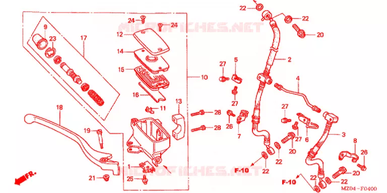 MAITRE CYLINDRE DE FREIN AVANT Honda MOTO 1500 GOLD-WING 2003  GL1500CD3