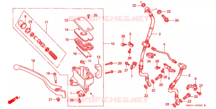 MAITRE CYLINDRE DE FREIN AVANT Honda MOTO 1500 GOLD-WING 2000  GL1500CFY