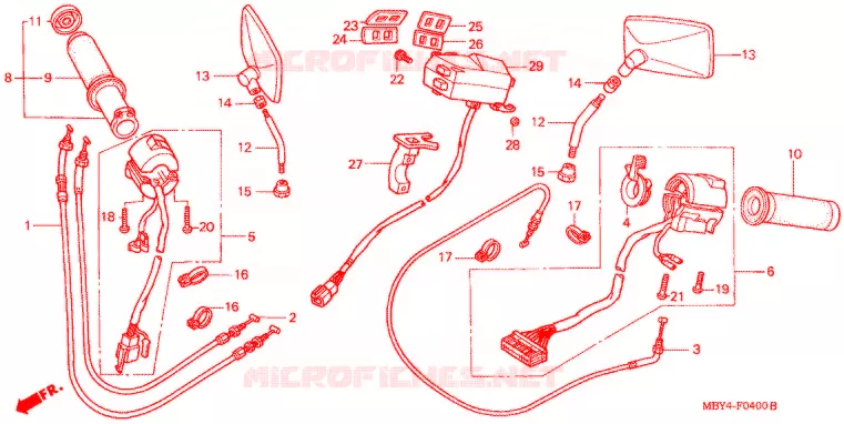 COMMODO - LEVIER - CABLE Honda MOTO 1500 GOLD-WING 2000  GL1500CFY