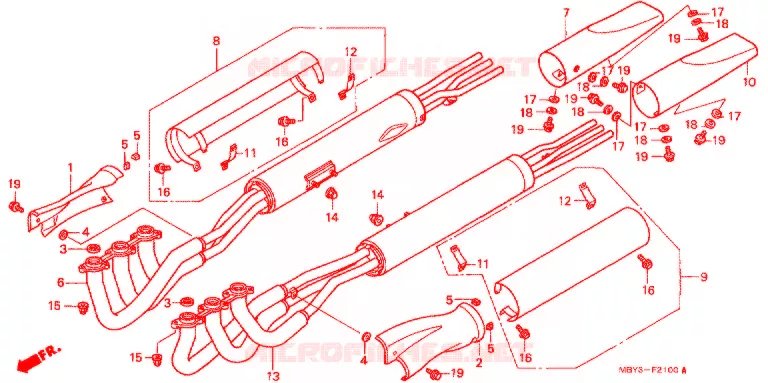SILENCIEUX D'ECHAPPEMENT (1) Honda MOTO 1500 GOLD-WING 2000  GL1500CFY