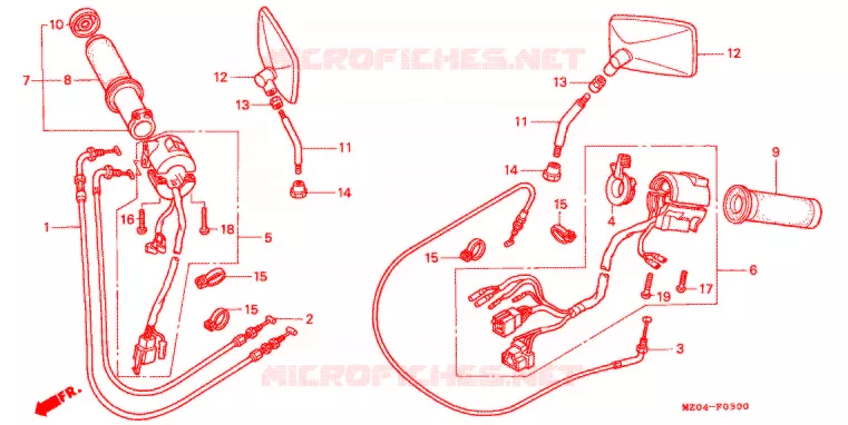 COMMODO - LEVIER - CABLE Honda MOTO 1500 GOLD-WING 1997  GL1500CV