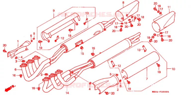 SILENCIEUX D'ECHAPPEMENT Honda MOTO 1500 GOLD-WING 1999  GL1500CX