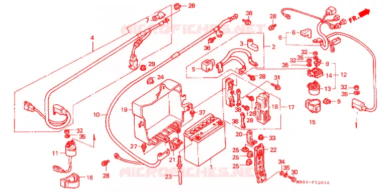BATTERIE (GL1500SEL/M/N/P/R/S) Honda MOTO 1500 GOLD-WING 1992  GL1500SEN