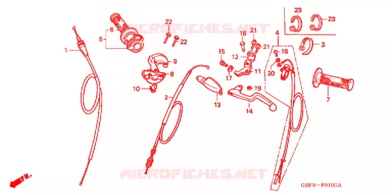 COMMODO - LEVIER - CABLE Honda MOTO 85 CR 2004  CR85R4