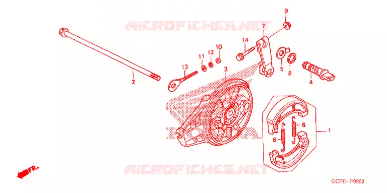 FLASQUE - MACHOIRES DE FREIN ARRIERE Honda MOTO 70 CRF 2004  CRF70F4
