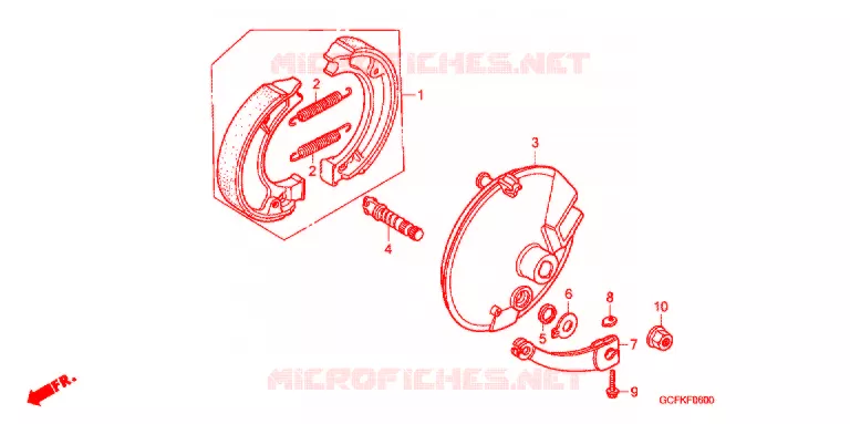 FLASQUE - MACHOIRES DE FREIN AVANT Honda MOTO 70 CRF 2011  CRF70FB