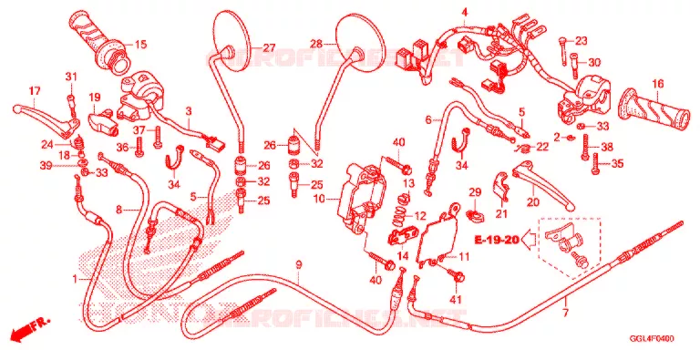 LEVIER DE GUIDON - CABLE - COMMODO Honda SCOOTER 50 GIORNO 2015  NCH50F_G