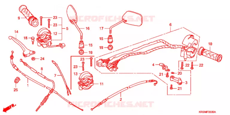 LEVIER DE GUIDON - CABLE - COMMODO (NF100/M/DM/MDM) Honda MOTO 100 WAVE 2005  NF100MDM5