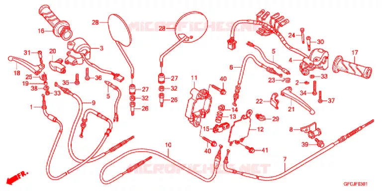 LEVIER DE GUIDON - CABLE - COMMODO (NFS501SHB/C) Honda SCOOTER 50 TODAY 2014  NFS501SHC