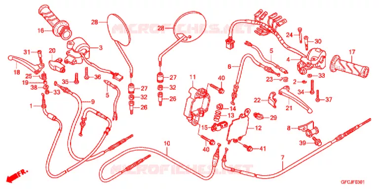 LEVIER DE GUIDON - CABLE - COMMODO (NFS501SHB/C) Honda SCOOTER 50 TODAY 2012  NFS501SHC