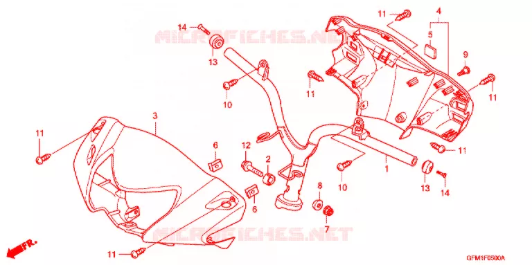 GUIDON - CARENAGE Honda SCOOTER 110 LEAD 2010  NHX110WH9