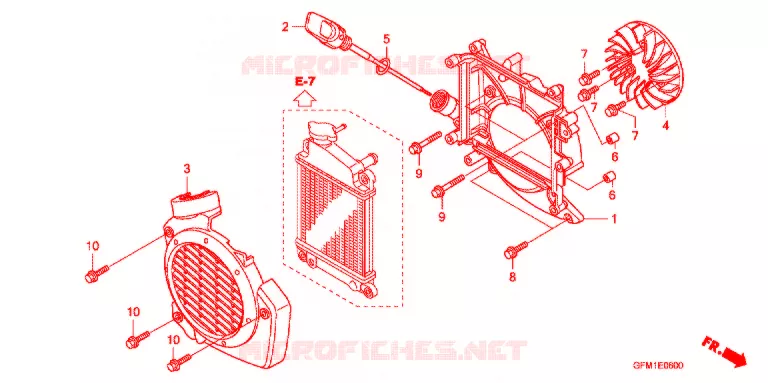 VENTILATEUR ET COUVERCLE DE RADIATEUR Honda SCOOTER 110 LEAD 2009  NHX110WH9