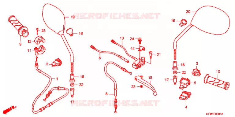 LEVIER DE GUIDON - CABLE - COMMODO (NHX110WHA) Honda SCOOTER 110 LEAD 2013  NHX110WHA