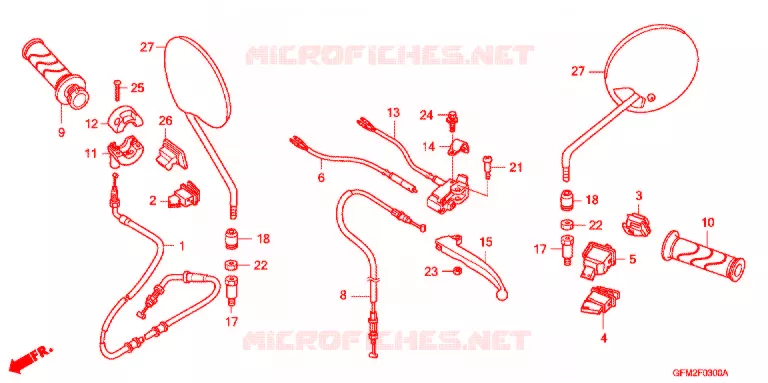 LEVIER DE GUIDON - CABLE - COMMODO Honda SCOOTER 110 LEAD 2014  NHX110WHA