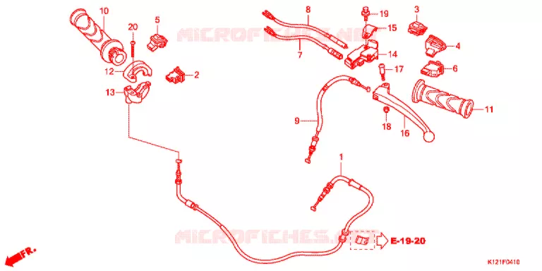 LEVIER DE GUIDON - CABLE - COMMODO Honda SCOOTER 125 LEAD 2014  NHX125D