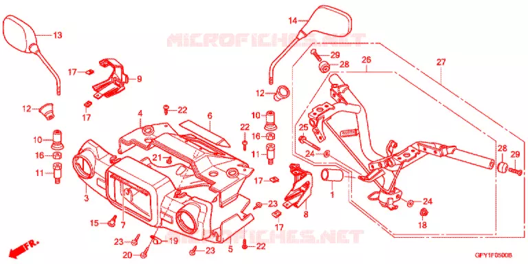 GUIDON - CARENAGE Honda SCOOTER 50 GYRO 2012  NJ50MDB_8J