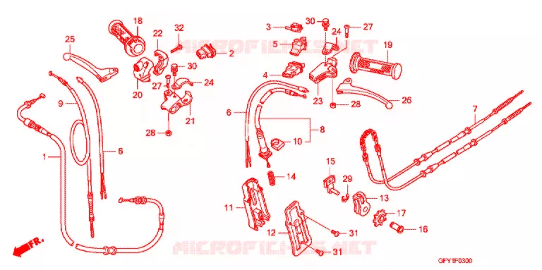 LEVIER DE GUIDON - CABLE - COMMODO Honda SCOOTER 50 GYRO 2016  NJ50MDB