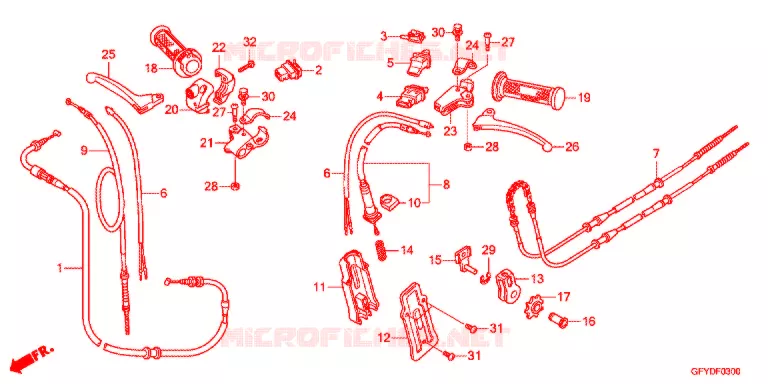 LEVIER DE GUIDON - CABLE - COMMODO Honda SCOOTER 50 GYRO 2013  NJ50MDB