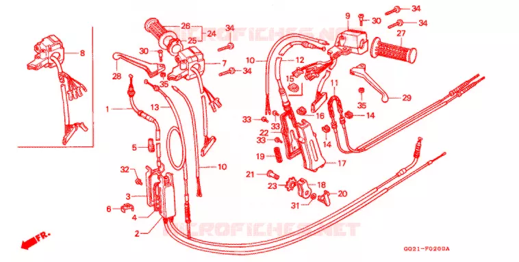 LEVIER DE GUIDON - CABLE - COMMODO Honda SCOOTER 50 GYRO 1992  NJ50MDN