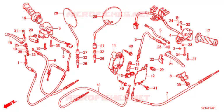 LEVIER DE GUIDON - CABLE - COMMODO (NFS501SHB/C) Honda SCOOTER 50 TODAY 2012  NFS501SHC