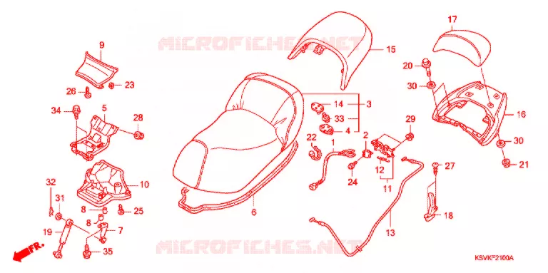 SELLE - POIGNEE ARRIERE Honda SCOOTER 250 FORZA 2007  NSS250A17_J
