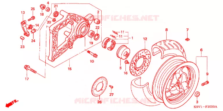 ROUE ARRIERE - BRAS OSCILLANT Honda SCOOTER 250 FORZA 2007  NSS250A6_J