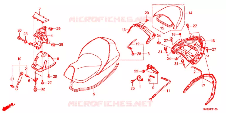 SELLE - POIGNEE ARRIERE Honda SCOOTER 250 FORZA 2013  NSS250AAB