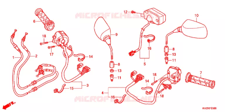 COMMODO - CABLE - RETROVISEUR Honda SCOOTER 250 FORZA 2012  NSS250AB