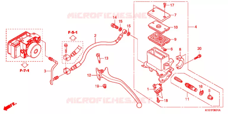 MAITRE CYLINDRE DE FREIN ARRIERE (NSS250A) Honda SCOOTER 250 FORZA 2014  NSS250AD