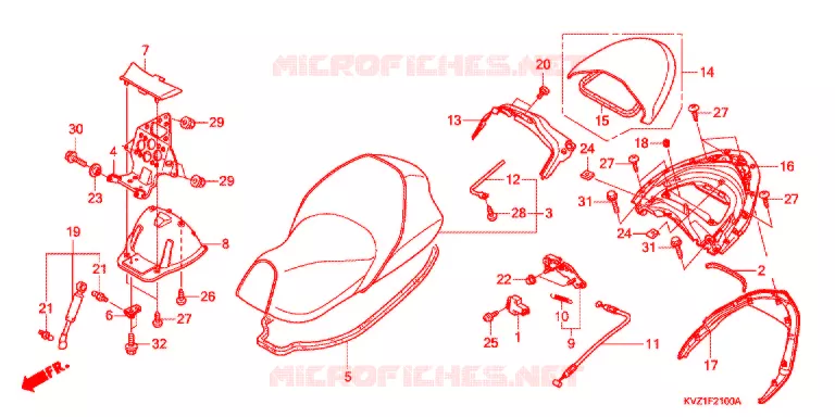 SELLE - POIGNEE ARRIERE Honda SCOOTER 250 FORZA 2008  NSS250DA8