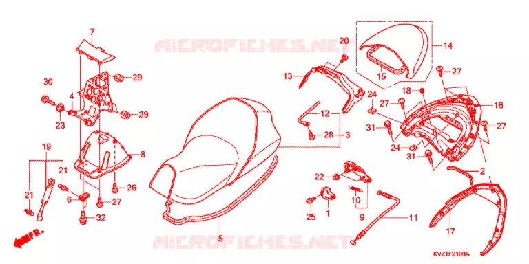 SELLE - POIGNEE ARRIERE Honda SCOOTER 250 FORZA 2008  NSS250DA8