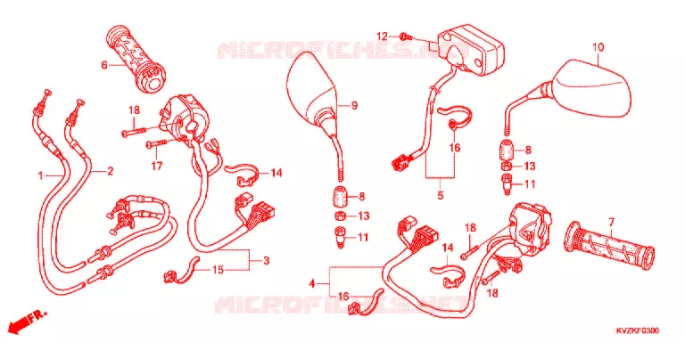COMMODO - CABLE - RETROVISEUR Honda SCOOTER 250 FORZA 2011  NSS250DAB