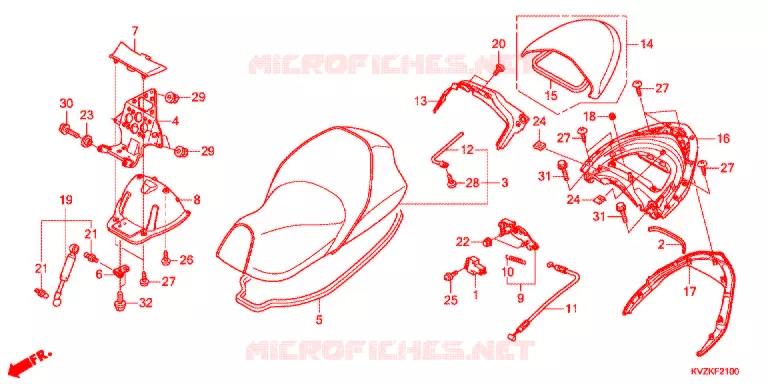 SELLE - POIGNEE ARRIERE Honda SCOOTER 250 FORZA 2011  NSS250DAB